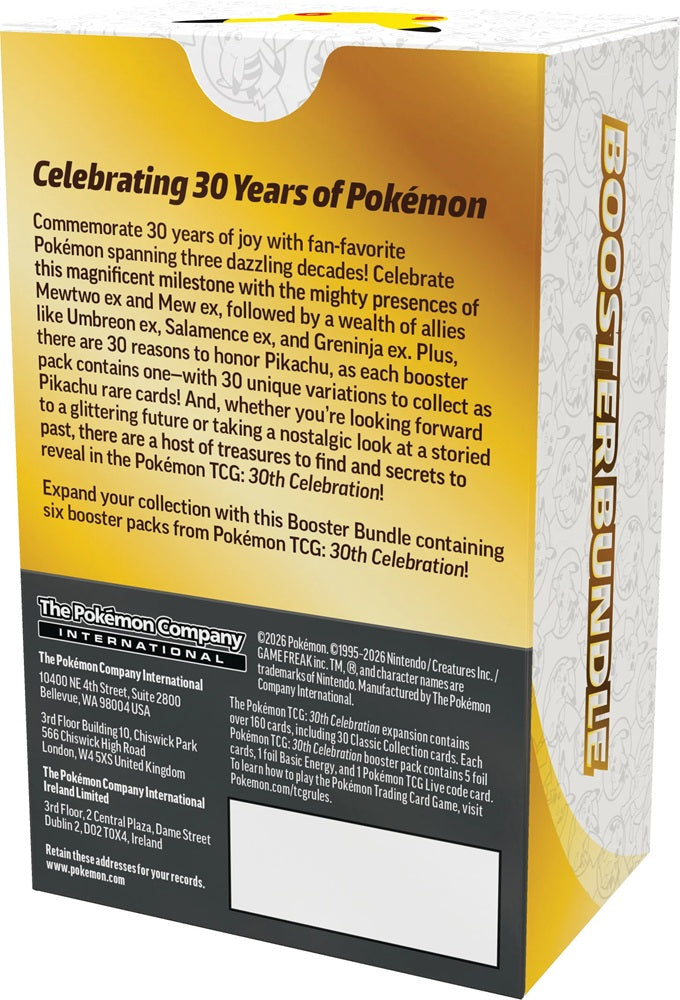 Pokemon Booster Pakke - Mega Evolution: 30th Celebration Booster Pack Bundle (Box med 6 Boosters)
