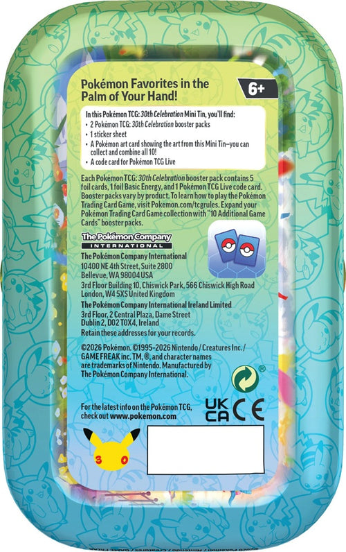 Pokémon Kort 30th Anniversary Mini Tin Mew med 2 Boosterpakker (Day)