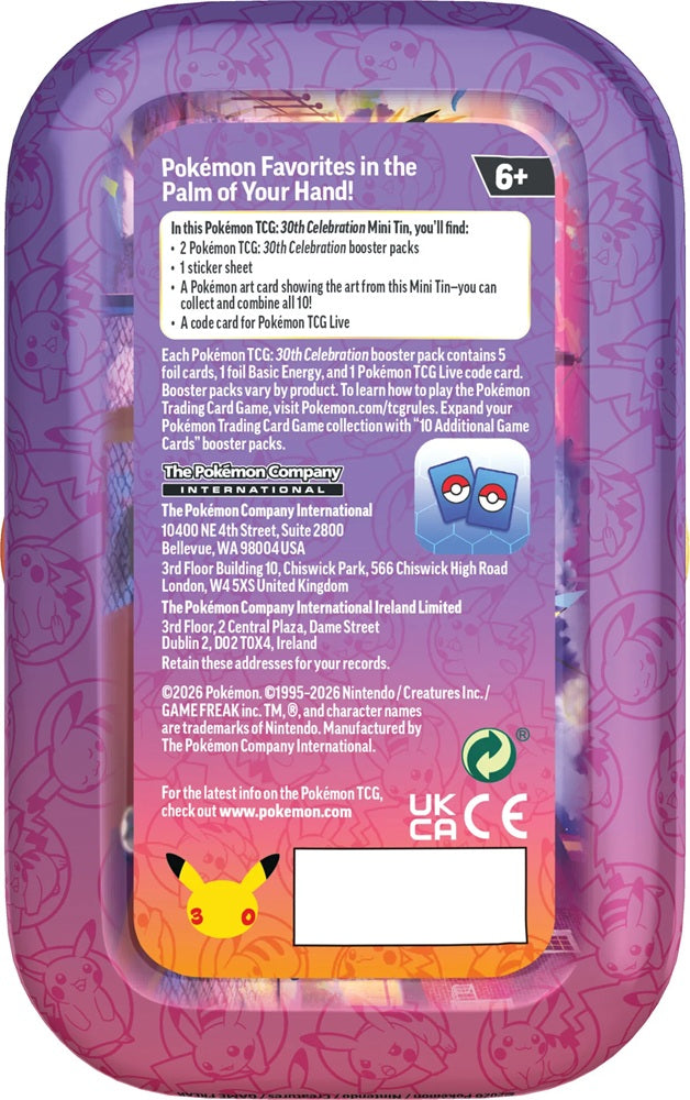 Pokémon Kort 30th Anniversary Mini Tin Greninja med 2 Boosterpakker (Night)